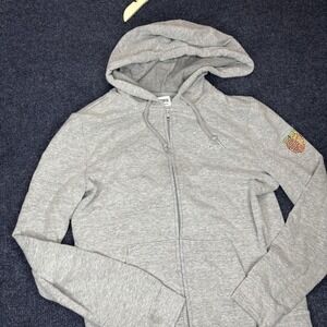 PINK Victorias Secret Hoodie Womens Small Gray Zip Up Rhinestone Pumpkin